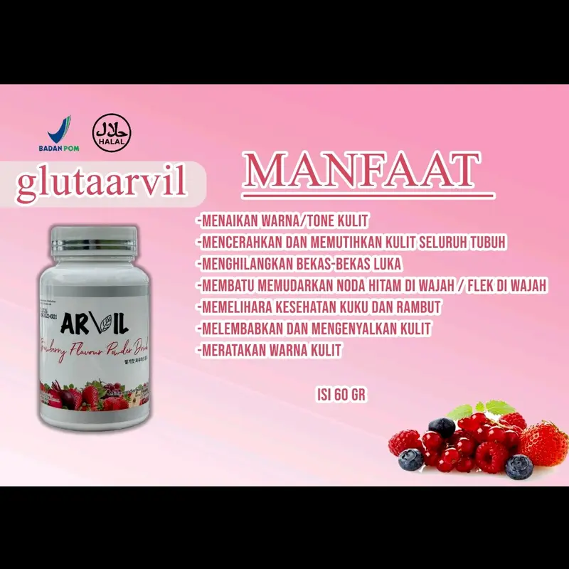 ARVIL GLUTA DRIINK ( 1 botol)( mengandung glutha dan kolaagen yang tinggi) isi 1 botol 3
