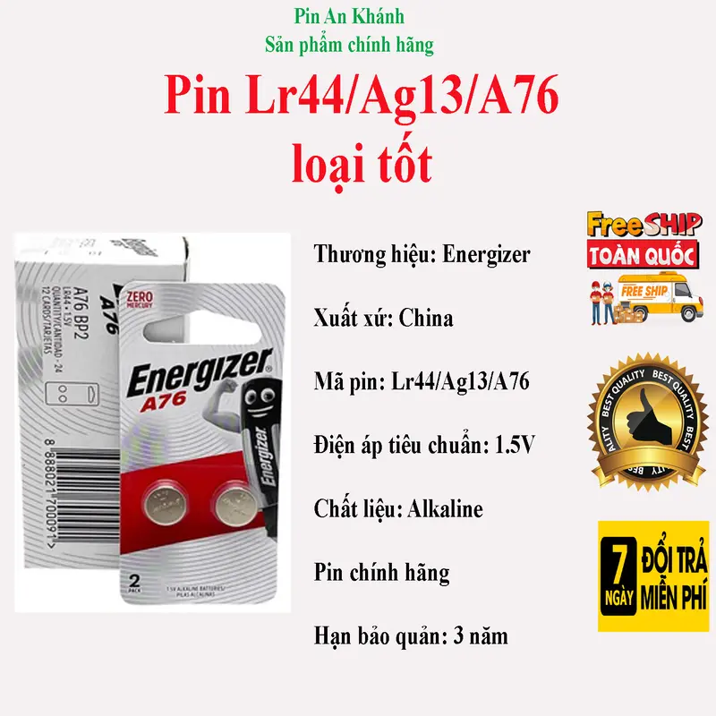 2 viên Pin 357 A76 LR44 LR1154 Energizer loại tốt thay máy tính Casio 0