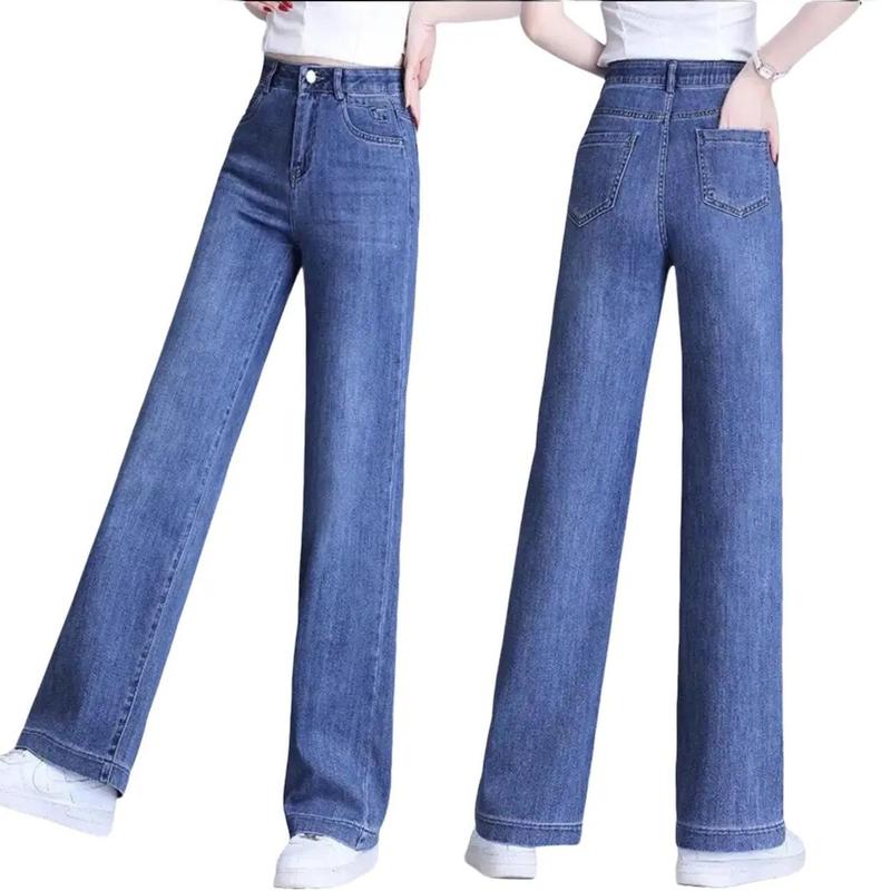 Quần Jean Nữ Ống Rộng Quần Bò Nữ Ống Suông Lưng Cao Cotton Co Giãn 4 Chiều Hàng Thiết Kế Women Pants quần loe đen khói on