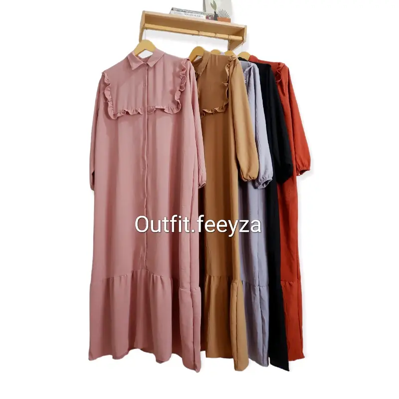 Gamis Mariska Wanita Dewasa Panjang Bahan Crinkle Airflow 0