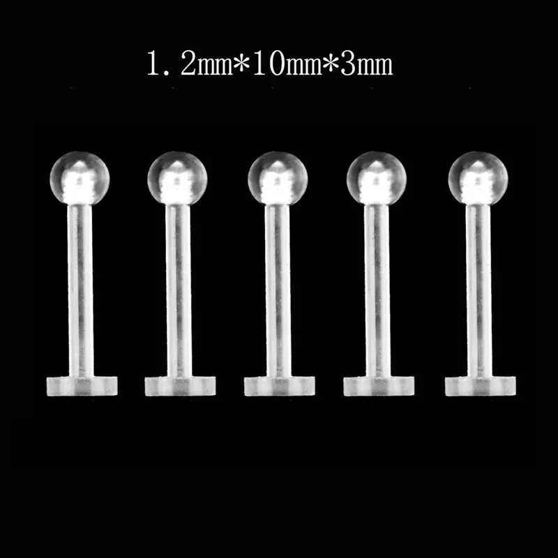 Khuyên Mũi Tròn Trong Suốt, Unisex, Đinh Tán Vòng Môi Và Cằm, Đồ Trang Sức Xỏ Lỗ Cơ Thể, Bộ 5 Cái, [COVN] 2