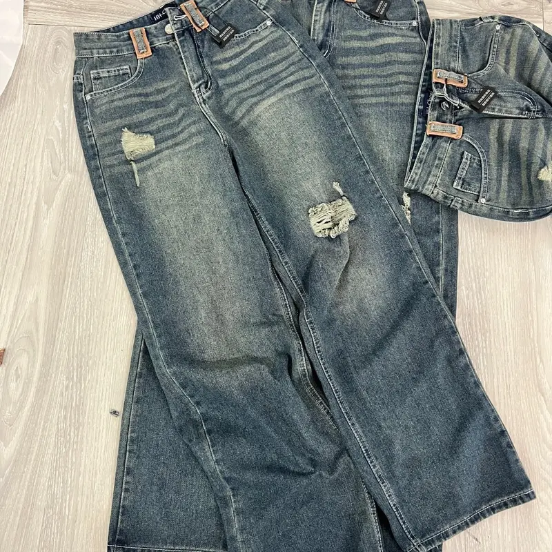 Quần Jean Nữ Ống Suông Rộng Phối Đai Kiểu Lưng Cao Nâng Mông S2 Women - Mẫu Mới - Pants 6