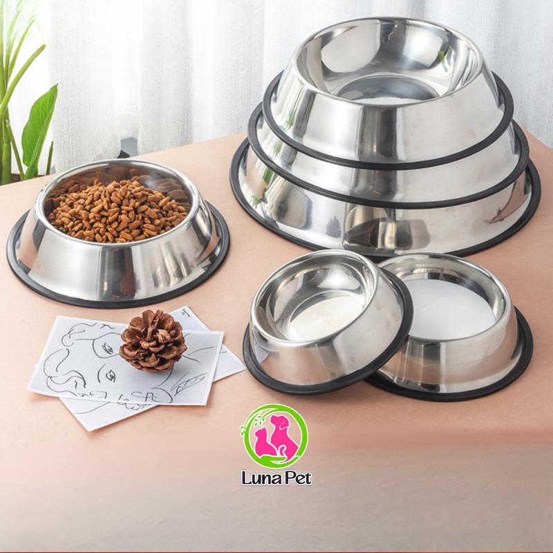 Chén bát đựng thức ăn cho chó mèo chất liệu inox không rỉ chống lật bát cho chó mèo