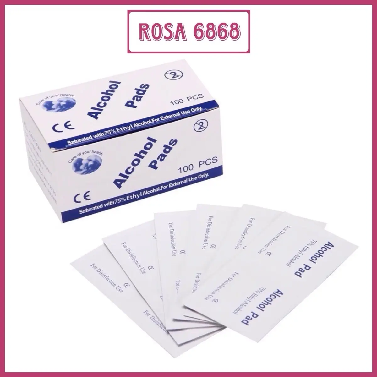 Hộp 100 miếng Bông tẩm cồn sát trùng Alcohol Pad - Rosa 6868