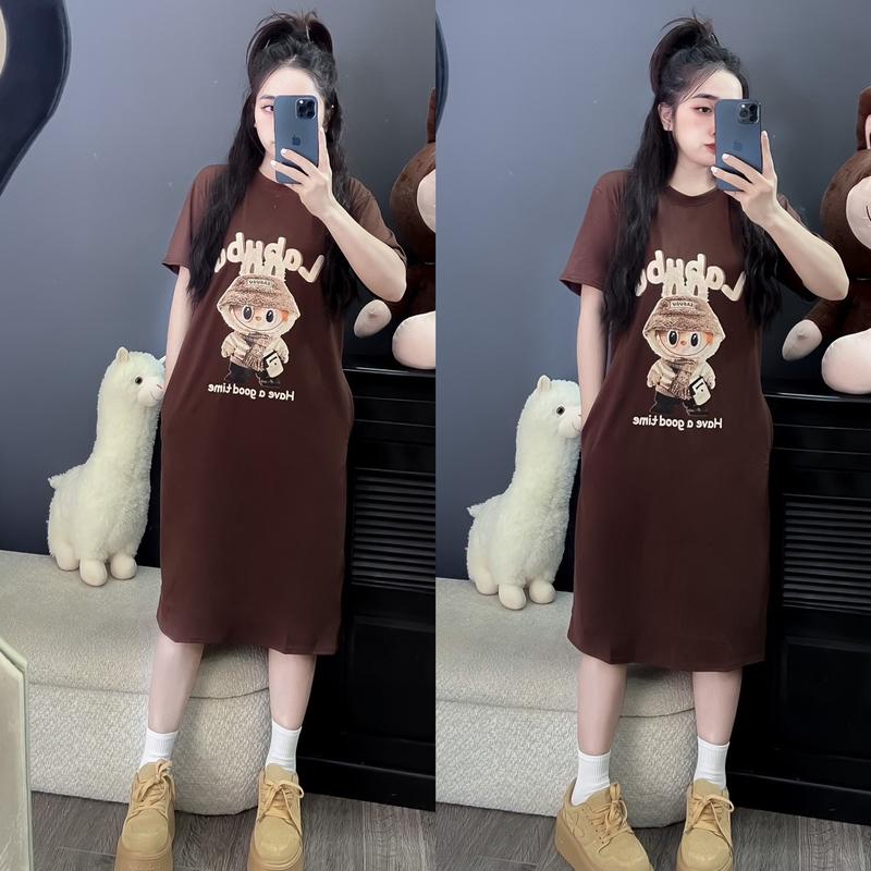 Đầm bầu suông cotton có túi 2 bên labubu thời trang  TM211