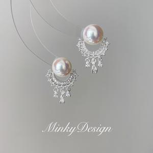 ต่างหูไฮเอนด์ เรียบหรู เครื่องประดับหู ขนาดเล็ก ประณีต พู่หยดน้ำ ต่างหูสตั๊ดมุกฝรั่งเศส ใหม่สำหรับปี 2025