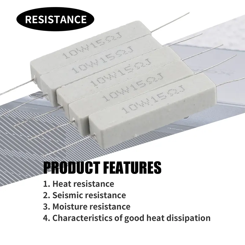 5 Pcs 10W Watt 15 ohm 5% Wirewound Ceramic Cement Resistor