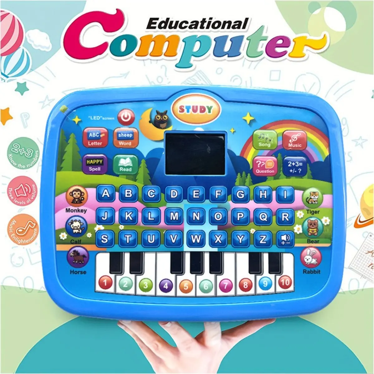 ABC Learning Laptop Toy for Kids with LED Screen | Alphabet, Numbers ...