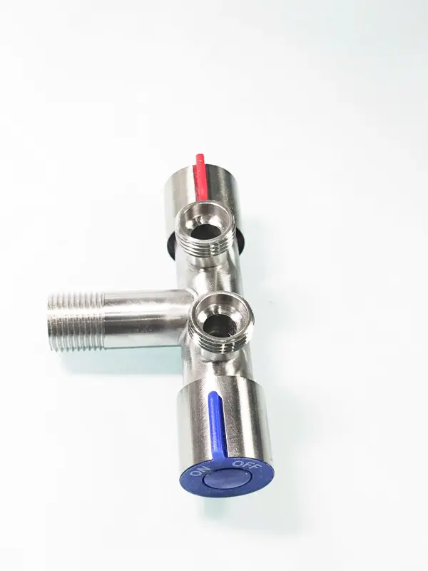 Van khóa nước đơn nóng hoặc lạnh thép không gỉ 304 van tay đỏ xanh 2 đầu ra van nước đa năng 2 cổng xả ren 21 voinuoc  xoay van  chuyển 3