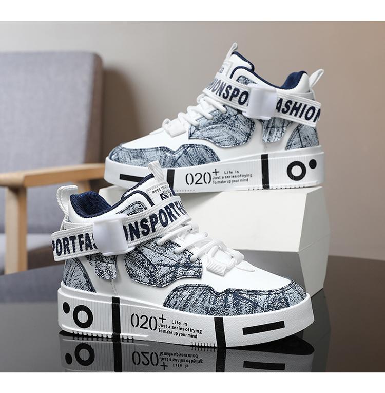Product Introduction of Children's Running Shoes Outdoor Leather Surface Fashionable Shoes Casual High Top Comfortable Board Shoes for Kids 17