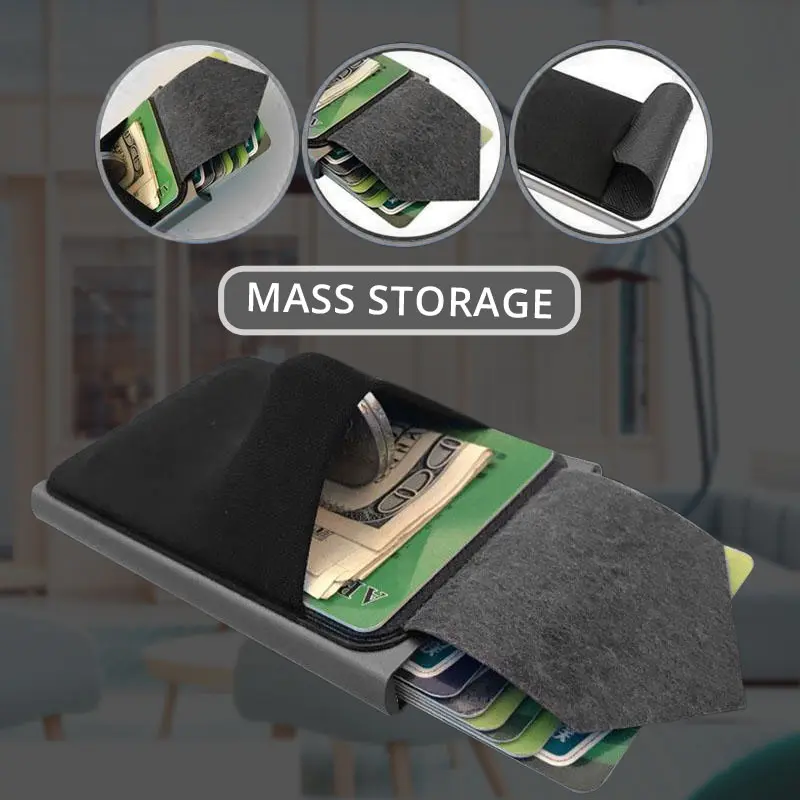 Card Holder Metal Case Smart Wallet Bank Dompet Kartu Pop Up Anti Maling RFID Blocking Hitam Id 1