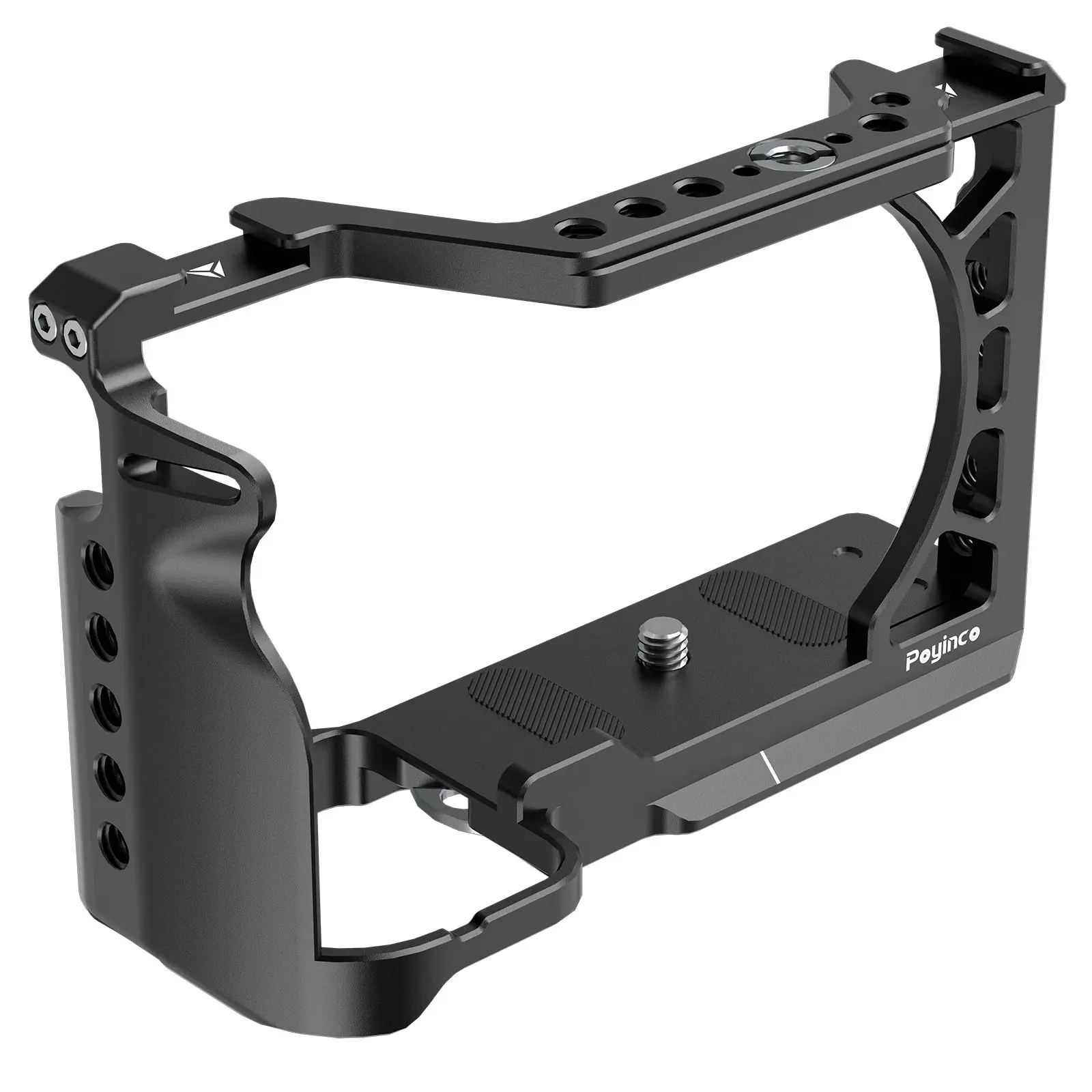 Lồng máy ảnh, Poyinco, Lồng máy ảnh và lồng video, với Cold Shoe Mount, Ren 1 / 4 inch và 3 / 8 inch, Làm bằng hợp kim nhôm, Thay thế cho Sony A6500 / A6400 / A6300 / A6100 / A6000