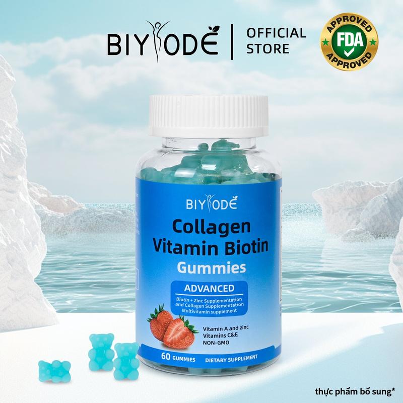[24h] BIYODE60 viên kẹo dẻo biotin, cải thiện tóc, móng và bổ sung vitamin viênngậmngủ azo đỏ vitamin b7 bộtđậu bổtủy nhânsâmtổnghợp lungdetox lungdetox dạnghút vien uống  glutathione