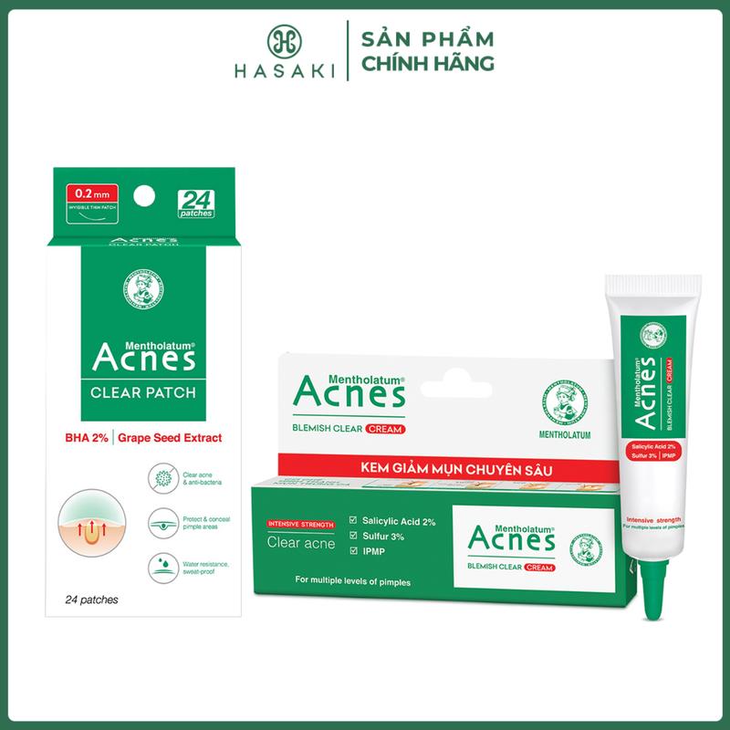   COMBO  Kem Dưỡng Acnes Hỗ Trợ Làm Giảm Mụn 10g + Miếng Dán Mụn Acnes Hỗ Trợ Giảm Mụn 24 Miếng | HASAKI BEAUTY 