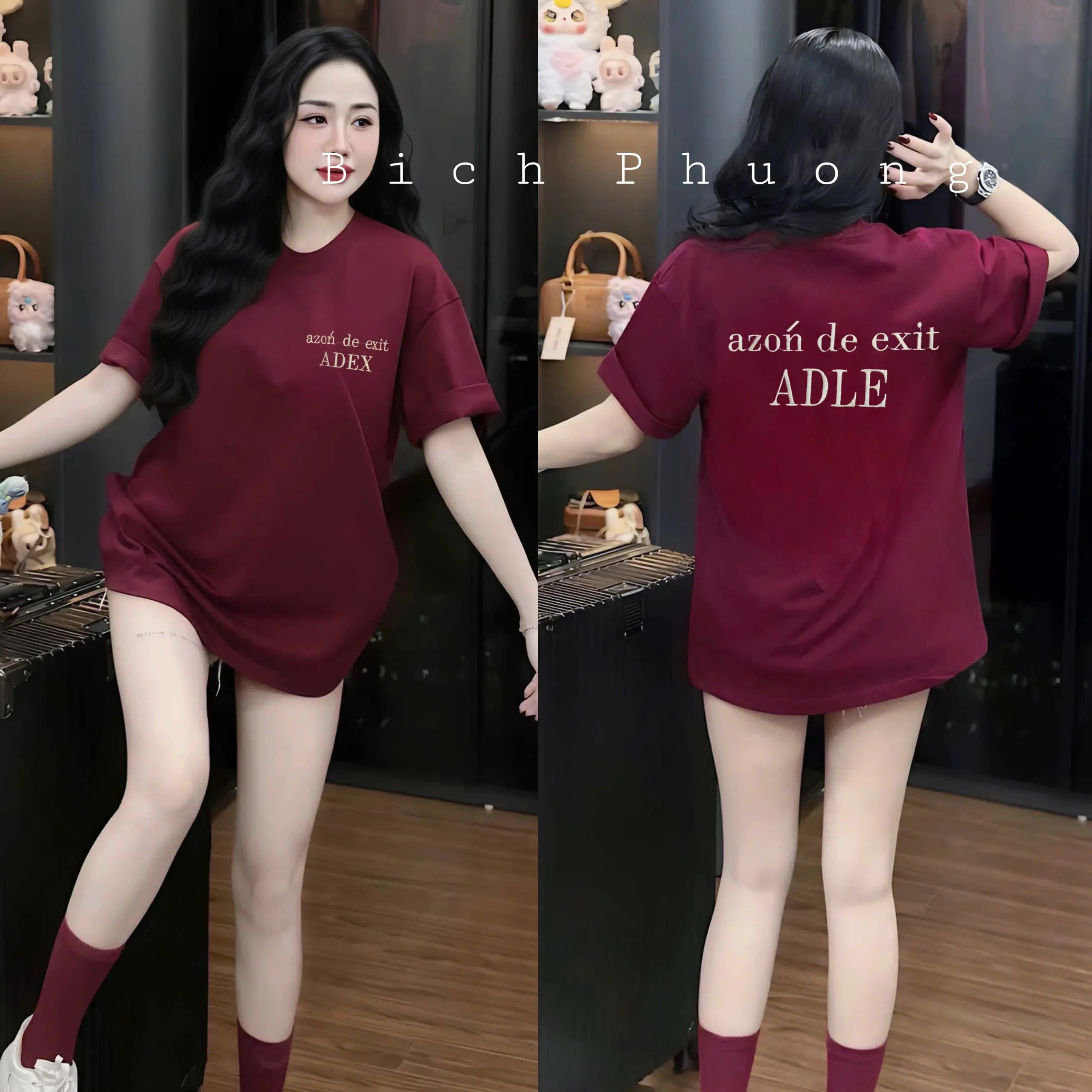 Áo Phông cotton 2c form rộng hàng đẹp - thêu chữ A.D.L.E 2 mặt ( Free size 40-70kg)