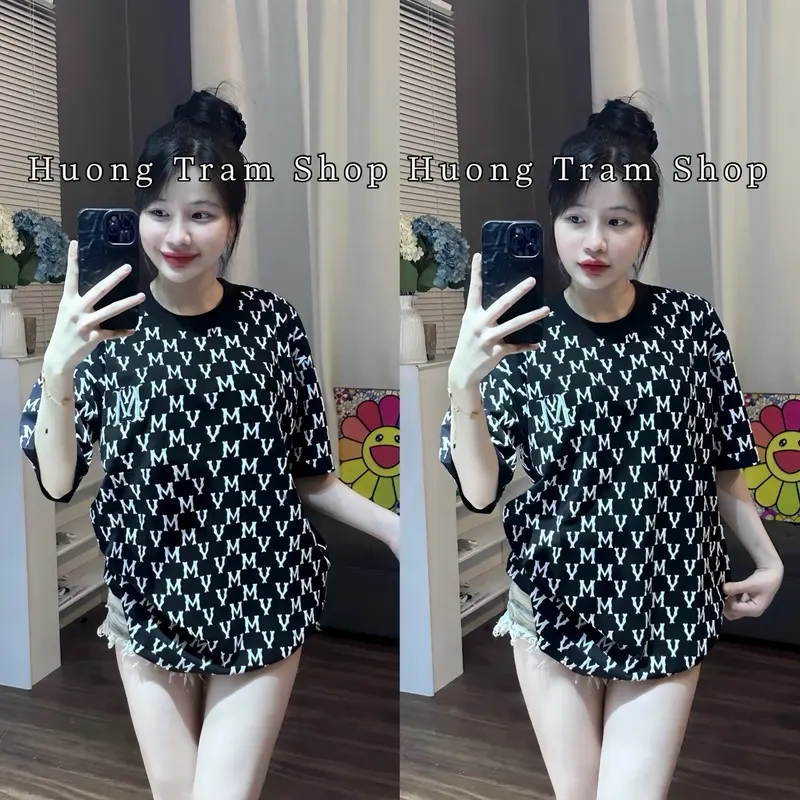 Áo Thun  Freesize Cotton 2chiều 250gsm - MV in Nổi Full áo thêu Ngực M , Hương Trầm Shop , Form 42-70kg , Chất cotton lạnh mềm mát , Nam và Nữ Women Top Cổ Tròn , Phối Jean xinh Voan 5