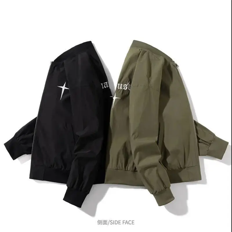 Áo Khoác Thêu Hình Ngôi Sao Bốn Cánh, Áo Khoác Bomber, Unisex, Áo Mặc Bên Ngoài Dễ Phối Đồ Áo Khoác Bóng Chày, Thích Hợp Cho Mùa Xuân Và Mùa Thu, Hàng Mới Về Năm 2025 1