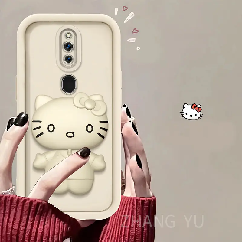Ốp Điện Thoại Oppo F11 Pro Và F11, Ốp Điện Thoại TPU Mới, Thích Hợp Cho Giá Chân Đế Hình Mèo Dễ Thương, Có Nắp Ống Kính Toàn Bộ, Ốp Mềm 3