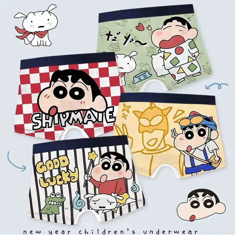 Đồ Lót Trẻ Em, Quần Boxer Shin-chan Bút Chì Màu Nhỏ Cho Bé Trai, Hoạt Hình, Thoải Mái Và Thoáng Khí, Góc Phẳng, Thích Hợp Cho Bé Trai Và Trẻ Em Lớn, Được Thu Thập Vào Năm 2025, 1585 Người 0