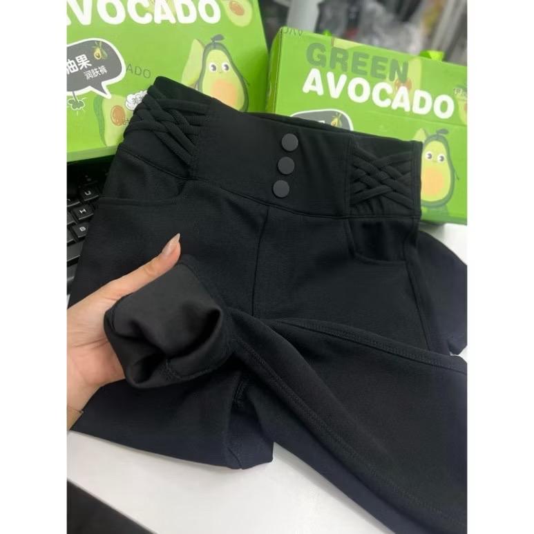 Quần legging nữ bơ cạp cao gen bụng chất umi ko bai ko xù fullbox hộp bơ xanh Nhung