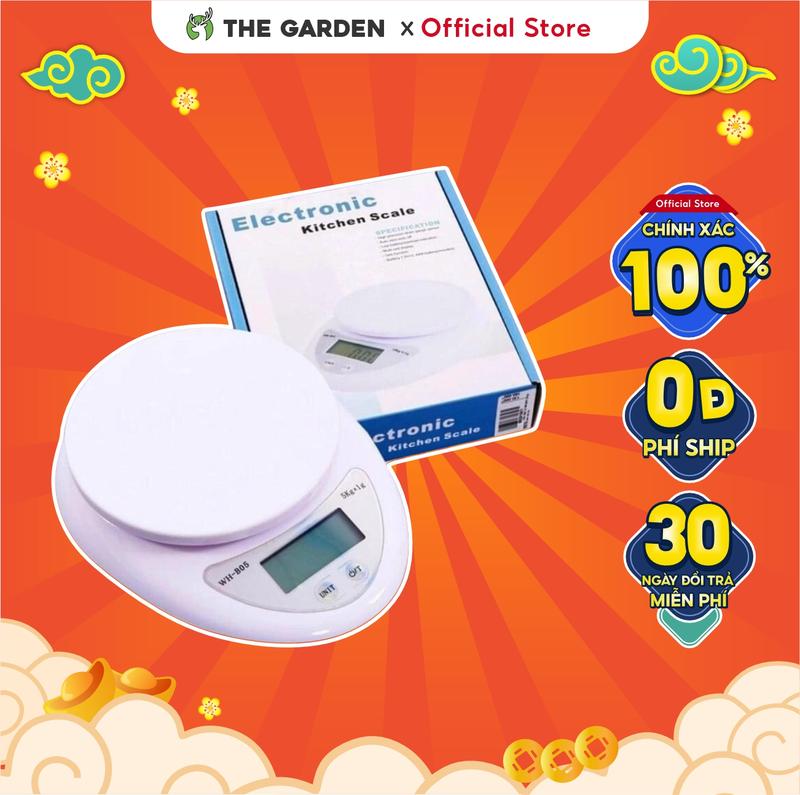 Cân tiểu ly điện tử nhà bếp mini THE GARDEN B05 định lượng 1g - 5kg làm bánh độ chính xác cao kèm 2 viên AAA