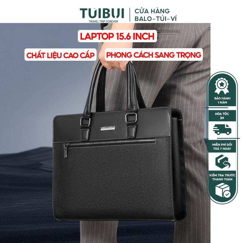 Cặp xách da nam công sở đựng laptop 15 inch phong cách lịch sự sang trọng chất liệu da PU chống nước Bag