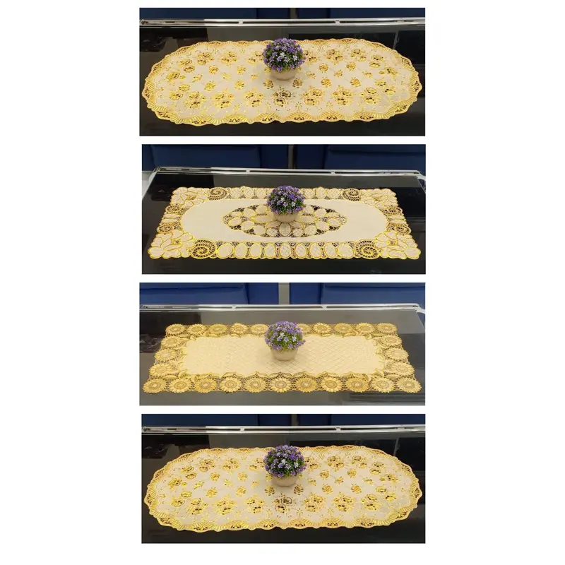Taplak Meja Tamu Motif Emas ukuran 43 cm x 80 cm Tahan air Tahan minyak Modern Square Taplak Meja Bunga 5