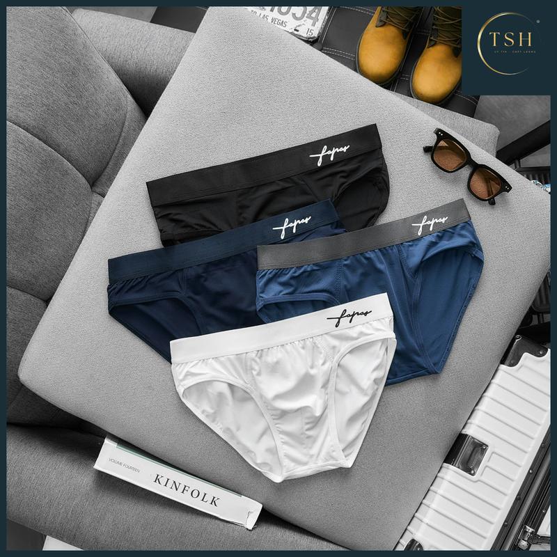 Combo 4 quần sịp Tam Giác Chữ Ký nam chất thun lạnh co giãn thoáng mát 4 chiều, quần lót nam kháng khuẩn ( được chọn màu ) - Quần Boxer, Menswear Cotton QL1