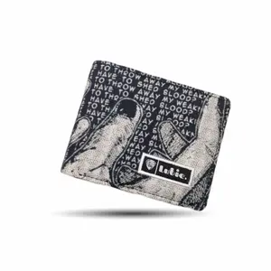 LUBIE Dompet Lipat Pria Kanvas Poliester Two Hand Dompet Pendek Uang Kartu Cowok