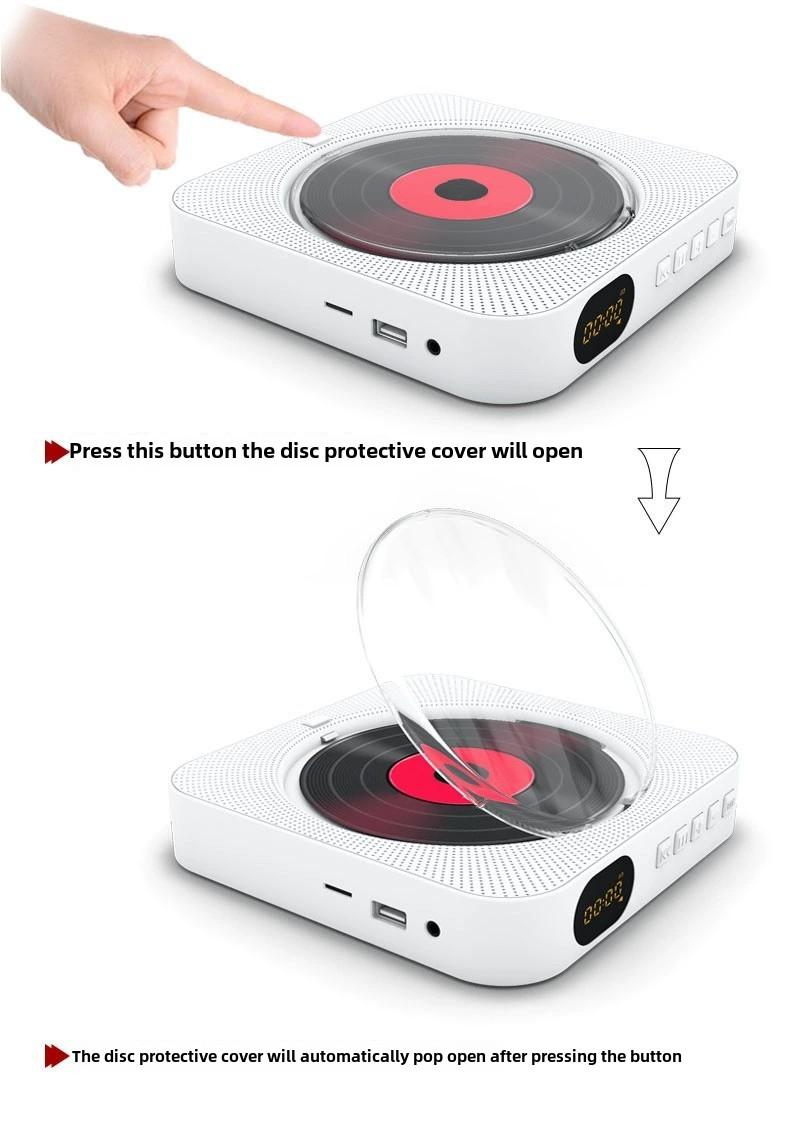 Product Introduction of Wall mounted CD player with Bluetooth remote control USB music player LED display speaker portable FM radio 2