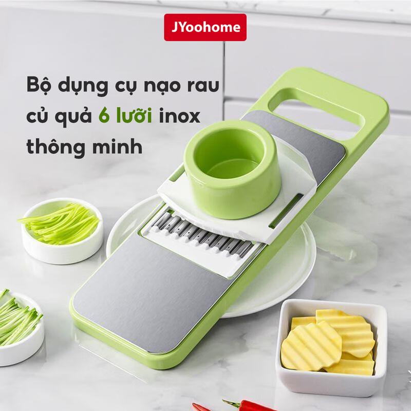 Bộ Dụng Cụ Nạo Rau Củ Quả Đa Năng 6 Lưỡi Dao INOX 304 JYoohome Đồ Bào Rau Củ Đa Năng Thái Lát Cụ Bào Sợi