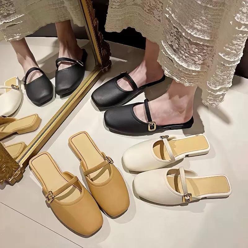 Dép sục đế bệt, mũi vuông đính quai ngang khuy chất cao su SỤC BỆT