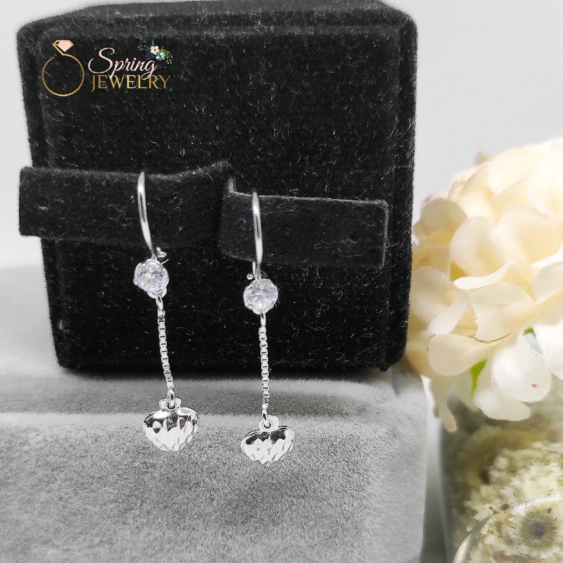 Anting Perak Wanita Kait Italy Love AD Silver 925 Asli Lapis Emas Putih 0
