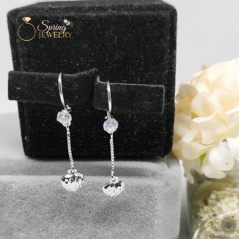 Anting Perak Wanita Kait Italy Love AD Silver 925 Asli Lapis Emas Putih 0