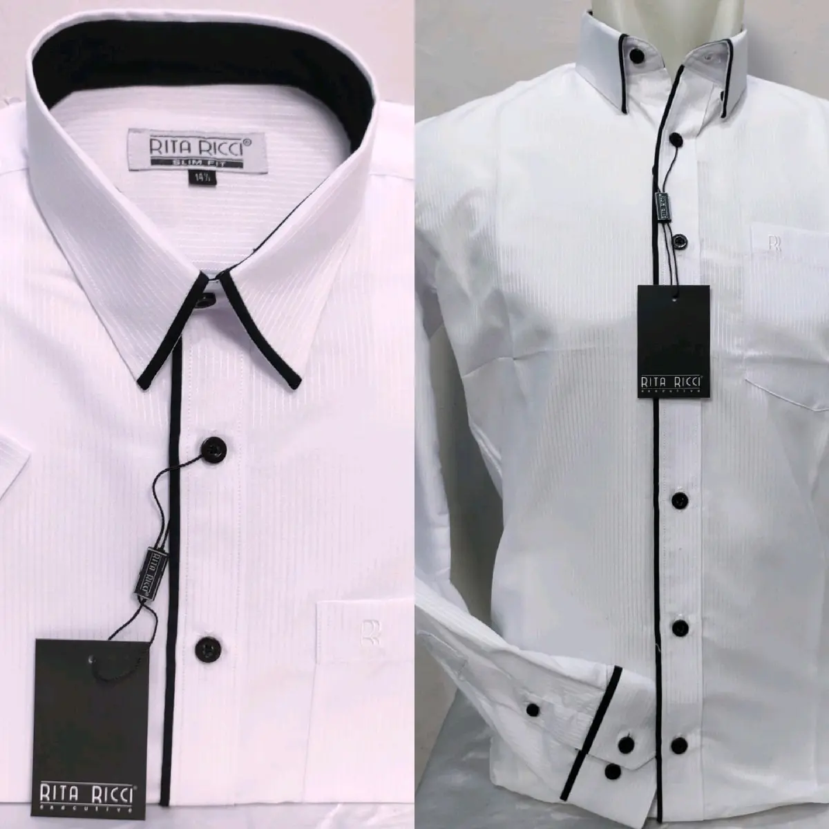 Kemeja Pria Slimfit Lengan Panjang dan Pendek Serat Salur Doby Rita Ricci
