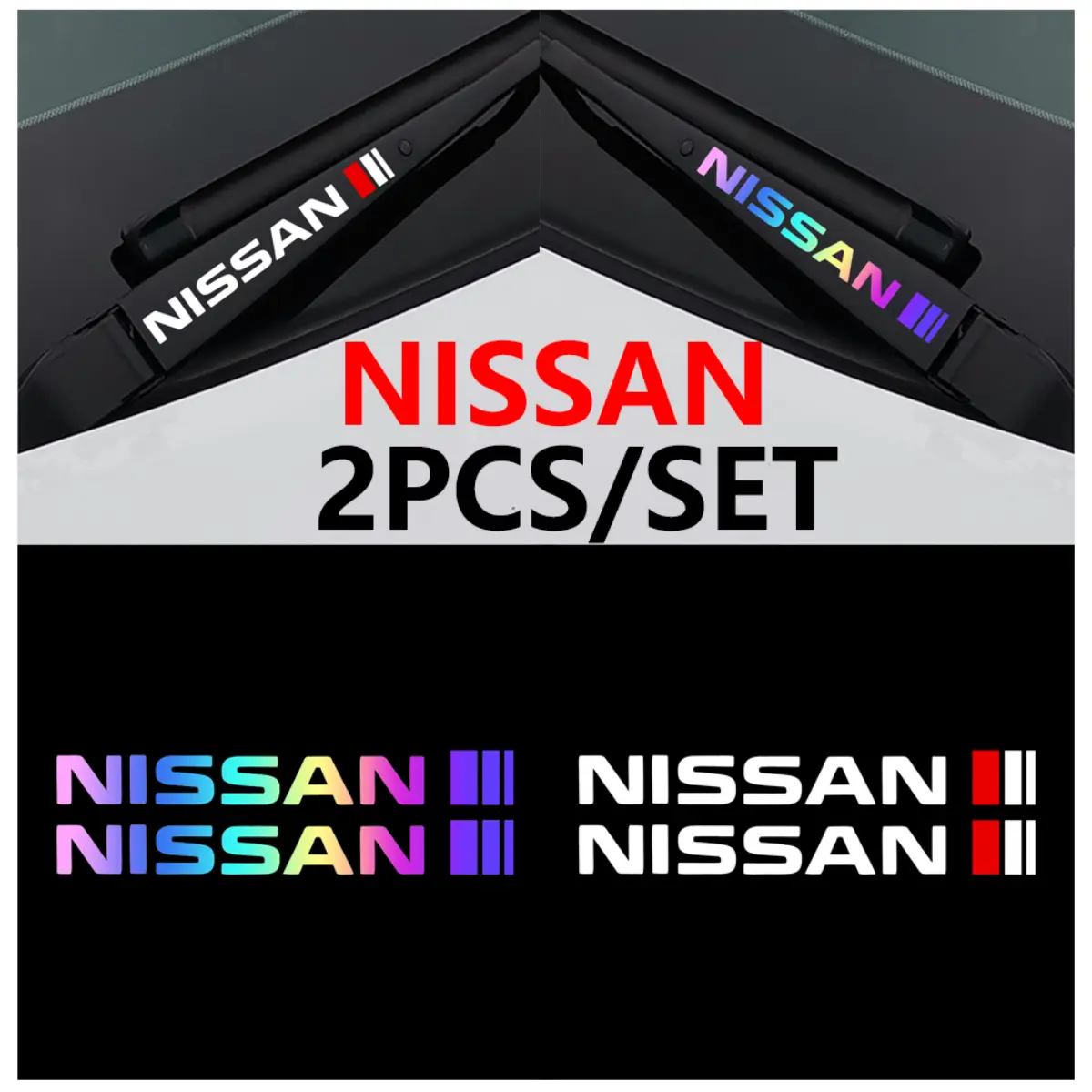 NISSAN Rainbow Color Sticker Car Brand Logo Sticker Wiper Decoration Waterproof Sticker Body Decal