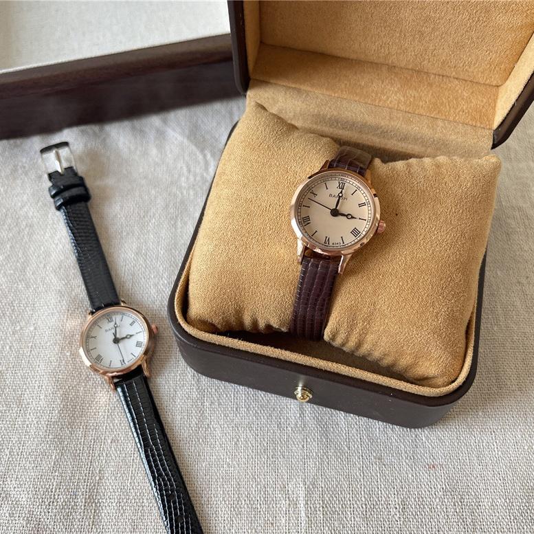 Đồng Hồ Nữ Mặt Nhỏ Dây Da Thời Trang Vintage BARSH Hàn Quốc, Đồng Hồ Chính Hãng Chống Nước Laxy Watch 3