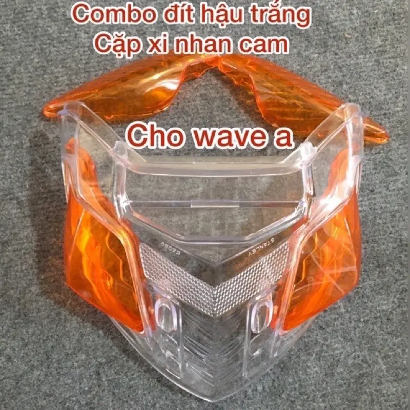 Ốp hậu trắng kèm xi nhan cam dành cho xe máy wave 100, 110, 50cc, dream.