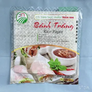 Bánh tráng vuông Trần Nhi gói 250gr size 22cm hàng xuất khẩu công nghệ sạch hoàn hảo vệ sinh 2