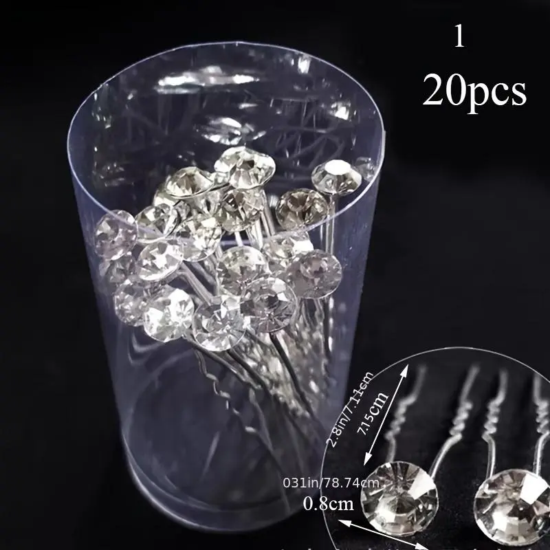 20pcs Rhinestone Decorated Alloy Hair Pin, Bridal Wedding Hair Accessories, Sparkling Hair Accessories for Wedding Bridal Party Formal Occasions 5