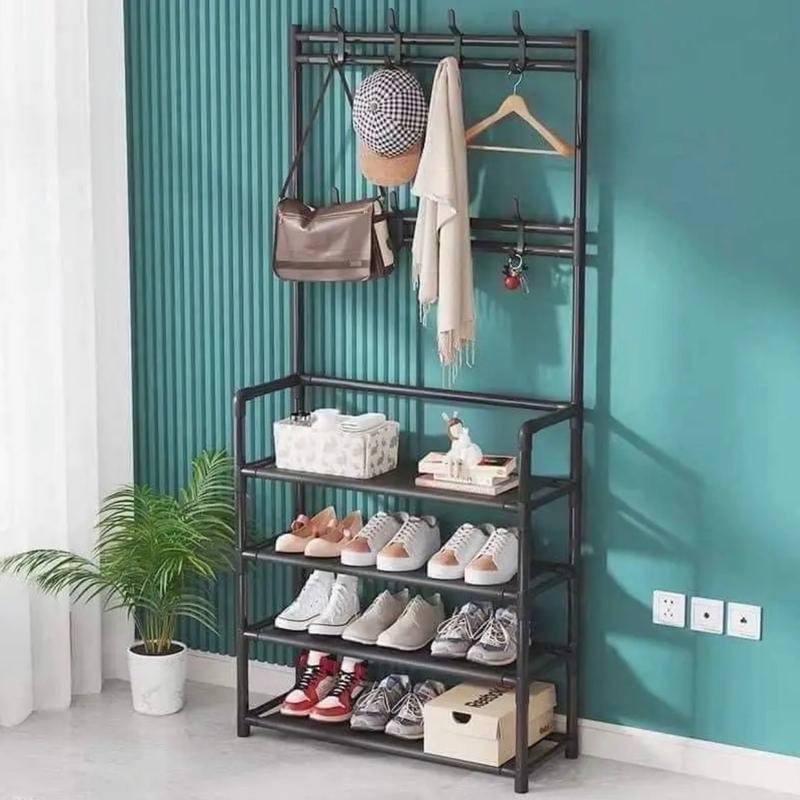 Kệ để giày dép 4 - 5 tầng kết hợp móc treo đồ tiện lợi Kim loại Kitchen Lắp Ráp