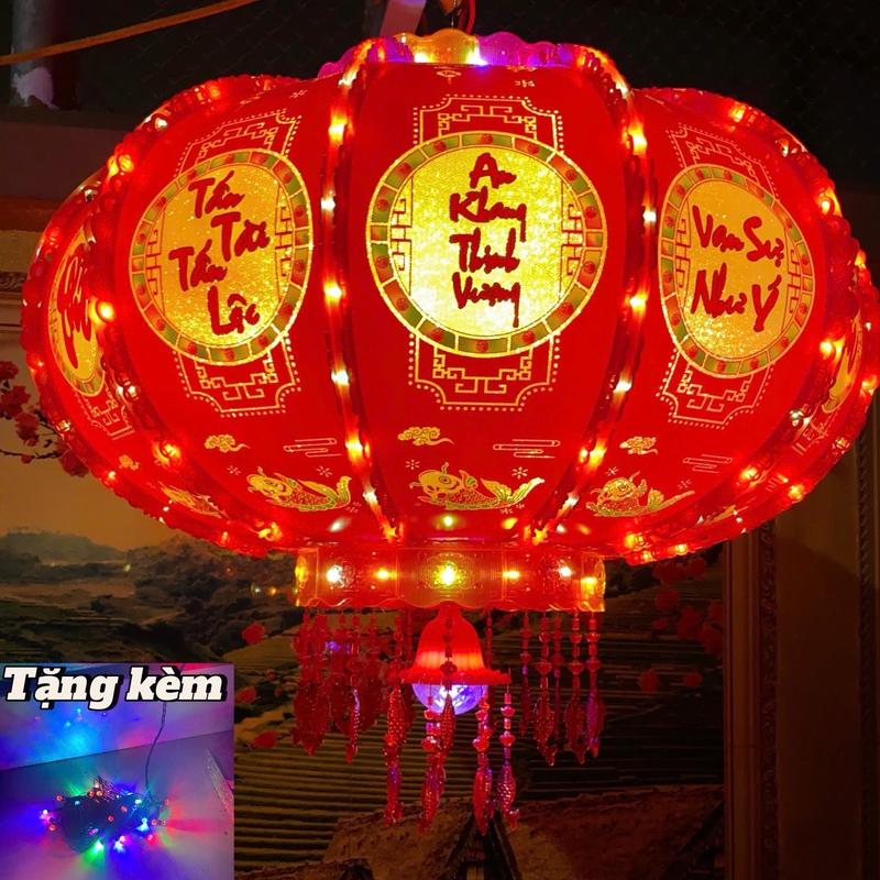 (Tặng Đèn Led 10M)(SIZE 150)COMBO (2 cái) Lồng Đèn Điện Quay 360 Độ Led 3D Mẫu Phản Quang Trang XU Trí Ngày Tết 2025 Cầu Tài Cầu, Cầu Lộc, May Mắn lồng  đèn