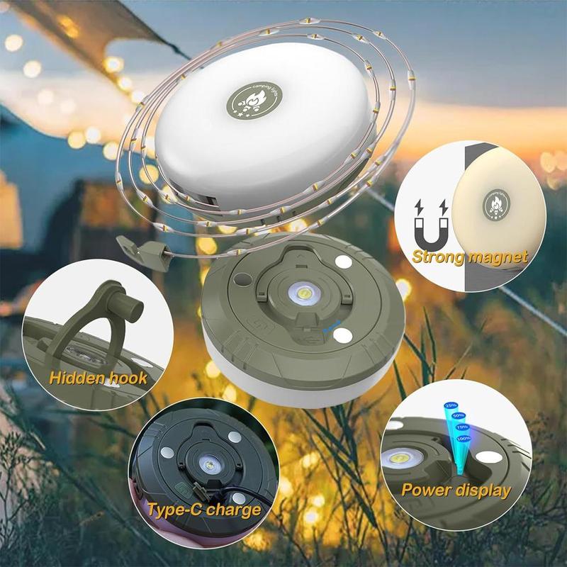 Product Introduction of Room Decor Outdoor Camping Light String, 1 Count USB Rechargeable Light String, Retractable Light String for Indoor Outdoor Holiday Party Decor 17