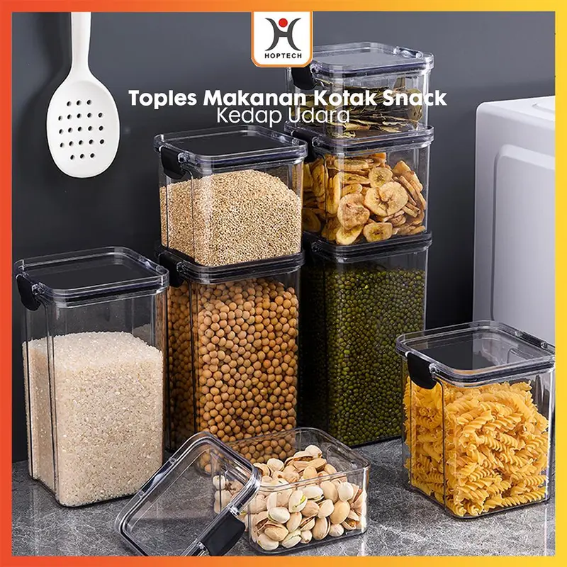 Toples kotak Makanan Snack Penyimpanan Kedap Udara Warna Anti Bocor Acrylic Kulkas Putih 1