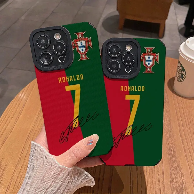 Apply IPhone15 Promax / 11 12 13 14 XS XSMAX Contracted Drop Following Cristiano Ronaldo 7 7/8 / X/XS/XR / 11/12/13/14/15 Accessories Protector Shockproof Cellphone Protection Smartphone Cover Handheld