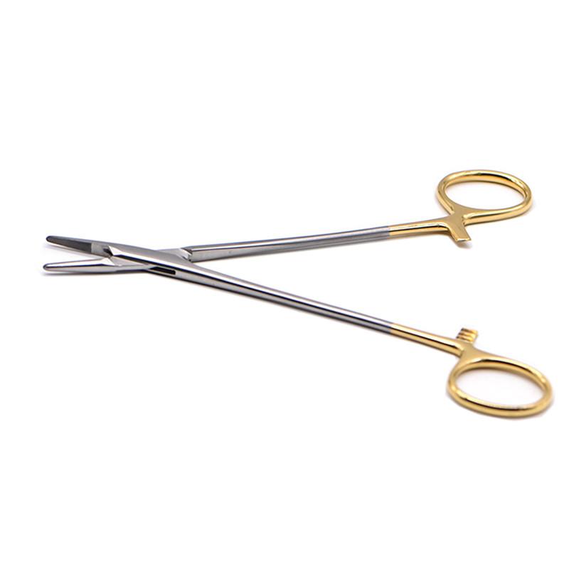 Product Introduction of Dental Needle Holder Plier Reusable Gold Plated Handle Forcep Dental Tweezers Instrument 11