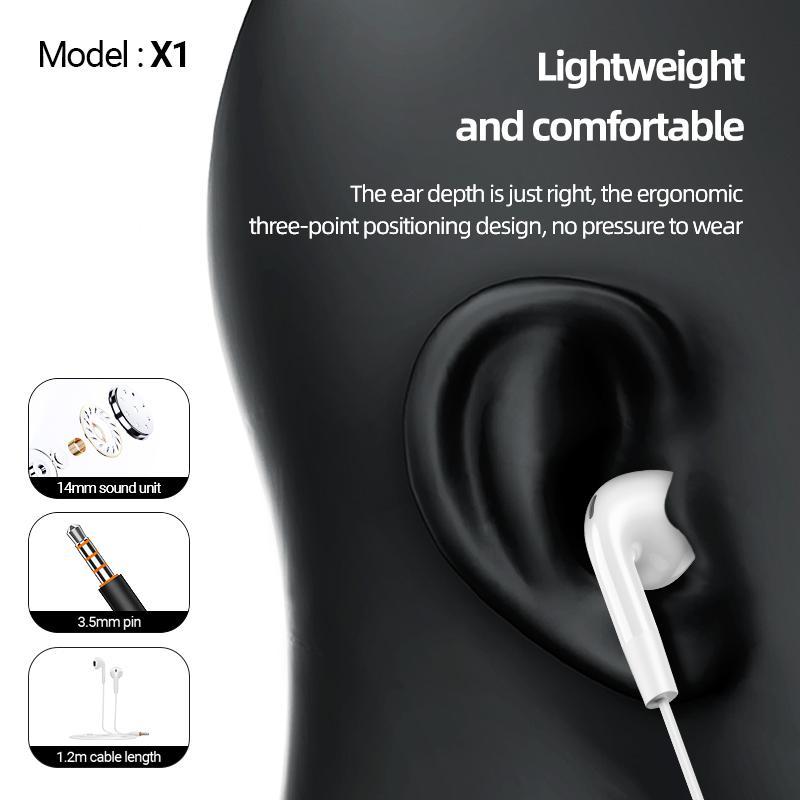 Product Introduction of Semi-in-ear Design Wired Earphone, 360° Surround Sound Wired Headphone with Mic, Ergonomic Design Earphone for Gaming, Sports, Office, Audio 4