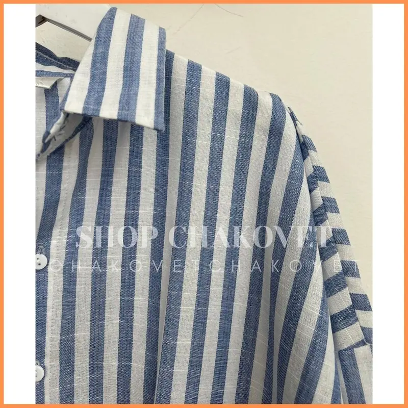 Áo sơ mi kẻ sọc nữ dài tay A8362 phong cách vintage Hàn Quốc, form rộng mặc đi chơi cực cá tính siêu xinh - CHAKOVET 8
