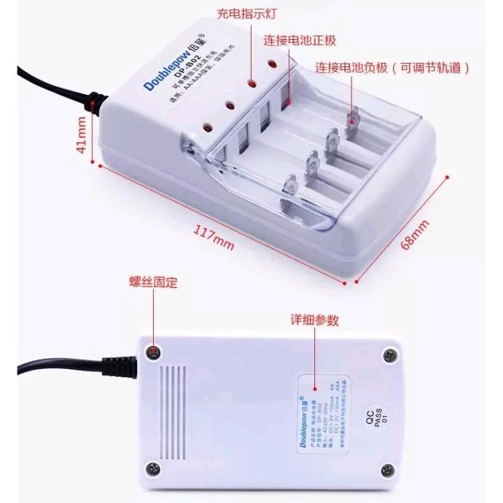 PROMO Bayar Ditempat Original 100% DOUBLEPOW Charger Baterai 4 slot AA/AAA Tanpa Batre- DB-B02 CHARGER BATERAI BISA COD/ CASAN BATRE A2 DAN A3 4 SLOT BATERAI 3