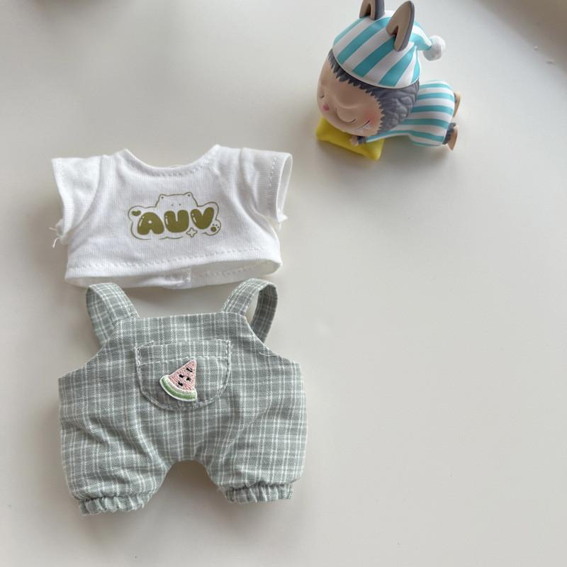 Pakaian Anak Patung Labubu, Fesyen, Berwarna-warni, Berhud, Aksesori Anak Patung, Hiasan Comel, Untuk 17cm Labubu, Termasuk 1 Set Kain 6
